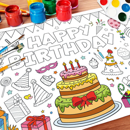 43.3x31.5 Summer Coloring Poster with Picture, Giant Cute Painting Poster, Large Coloring Tablecloth for Classroom Home Birthday Party Supplies Favor