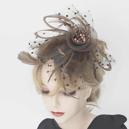Fascinators Hat Women Tea Party Headband Flower Cocktail Mesh Feathers Hair Clip Kentucky Derby Hat Wedding