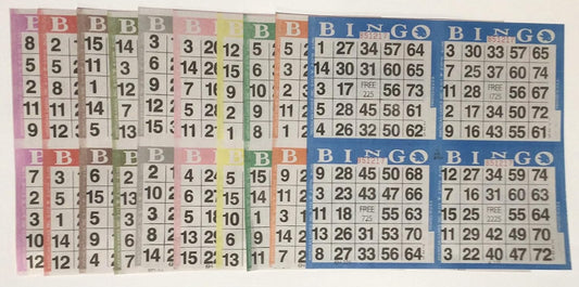 Bingo Paper Game Cards - 4 cards 10 sheets 50 books - 8 Inch Square Size - Disposable - Made in USA