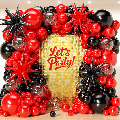 153Pcs Black and Silver Balloons Garland Arch Kit with Stars - 22 18 12 10 5 inch Different Size Black Metallic Silver Confetti Latex Balloon for Birthday Graduation New Year Party Decorations