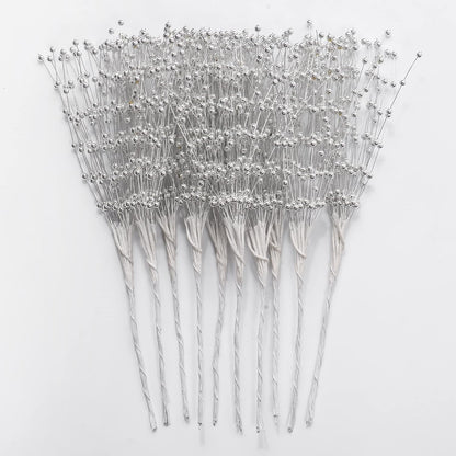 50pcs 4mm Pearls String Beaded Bouquet Spray Sticks for Bridal Beaded Wedding Party Table Decorations Mother's Day Decor (Gold)