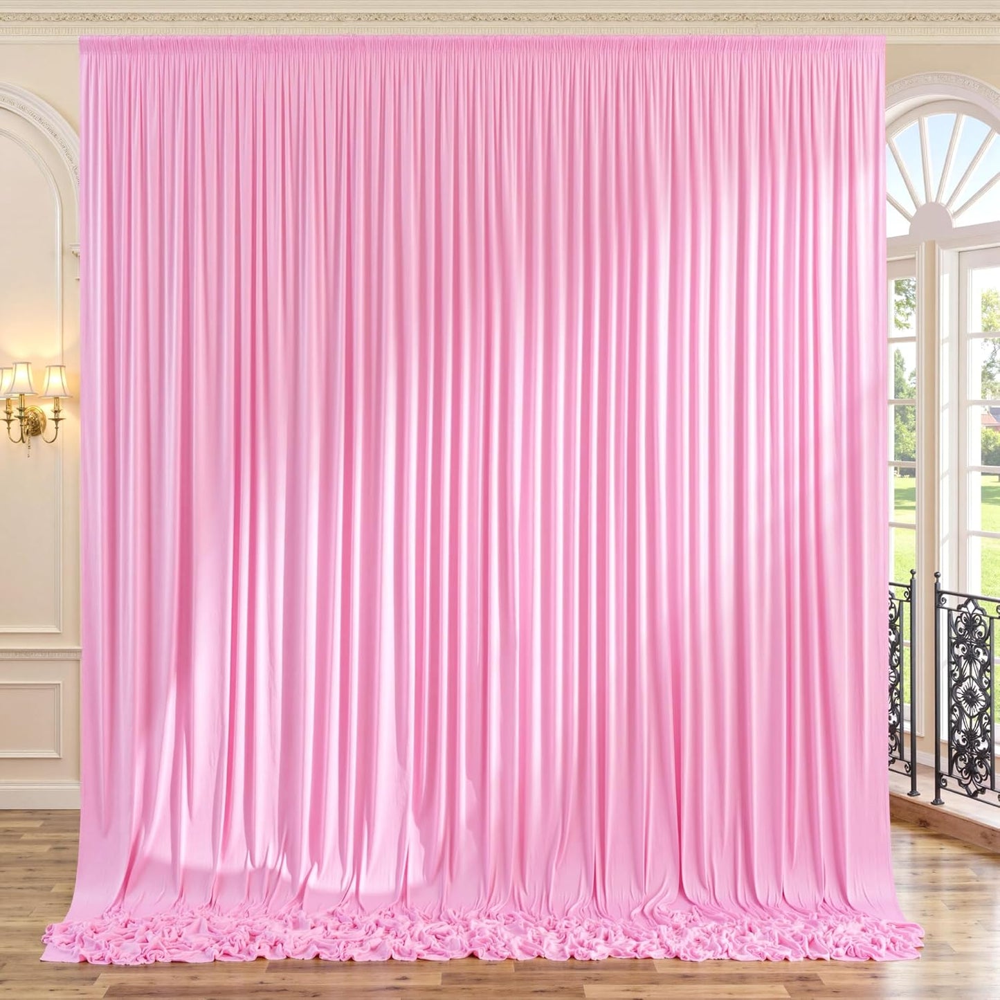 10ftx10ft Black Backdrop Curtains for Weddings Parties, Wrinkle Free 2 Panels Silky Polyester Photo Backdrop Drapes Back Drop Cloth Drapery for Birthday Mother'sDay Photography Background