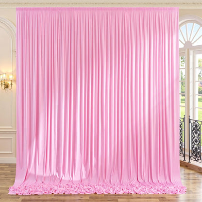 10ftx10ft Black Backdrop Curtains for Weddings Parties, Wrinkle Free 2 Panels Silky Polyester Photo Backdrop Drapes Back Drop Cloth Drapery for Birthday Mother'sDay Photography Background