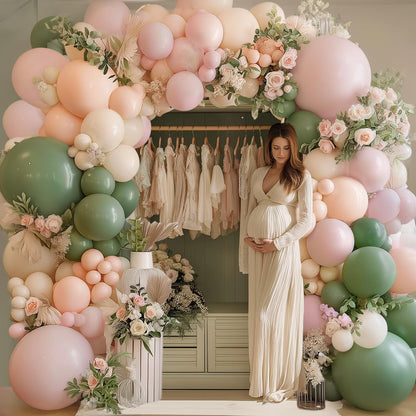 Rose Gold Balloon Garland Kit, Nude Pastel Pink Metallic Gold Matte White Balloons Gold and Rose Gold Confetti Balloons for Valentines Day Wedding Bridal Shower Party Girl Birthday Decorations