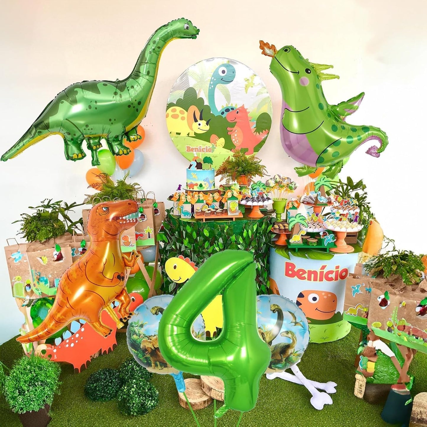 Dinosaur 5th Birthday Decorations, Dinosaur Birthday Party Decorations with Giant Inflatable Dinosaur Balloons 40 Inch Helium Foil Mylar Number 5 Balloons for Dinosaur Theme Birthday Party Decorations