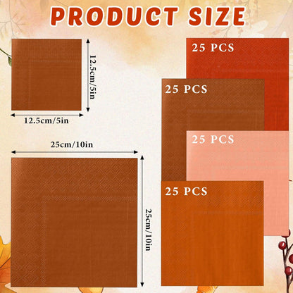 Layhit 100 Pcs Cocktail Napkins Disposable Beverage Napkins Square Paper Dessert Tissue for Wedding Birthday Celebration Party Supplies(Brown Series,5 x 5 Inch)