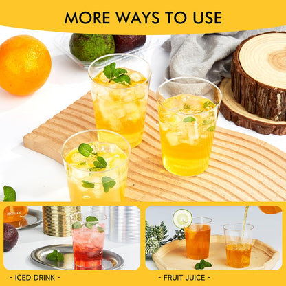RACETOP 200 Pack 9 oz Clear Plastic Cups for Party, Disposable Clear Cup, Disposable Cups, Wine Glasses Cups, Plastic Cocktail Glasses