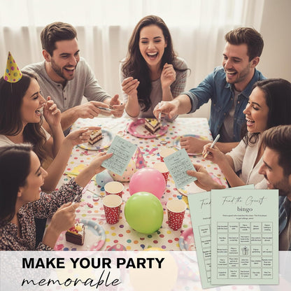 Find The Guest Bingo Cards – 25 Unique Cards, Icebreaker Party Games for Adults, Rustic Blush Pink Mingle Activity for Birthday Parties, Family Reunions, Office Events & Friendsgiving