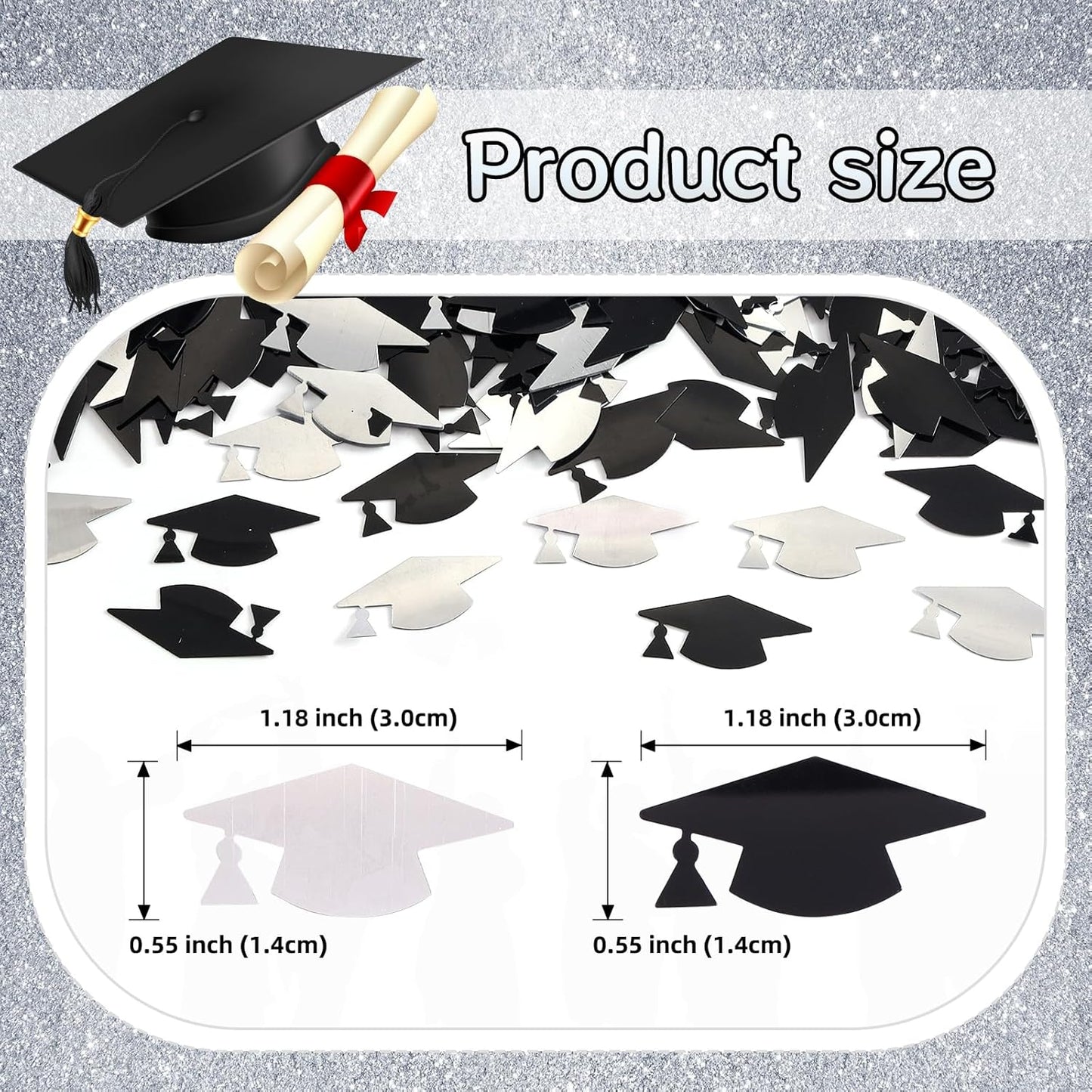 Silver and Blue Graduation Confetti 2026, 1000 Pcs Class of 2026 Table Centerpiece Grad Confetti for 2026 Graduation Party Decorations Supplies