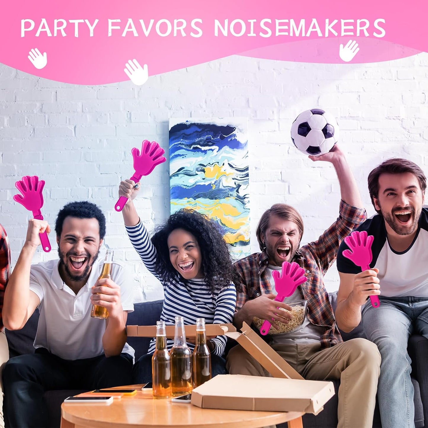 12 Pieces Black Hand Clappers 7.5 Inch Clappers Noisemakers Noise Makers Party Favors Plastic Party Clapper for Sporting Events Cheers Ball Dance Basketball Football Noisemakers（Black）
