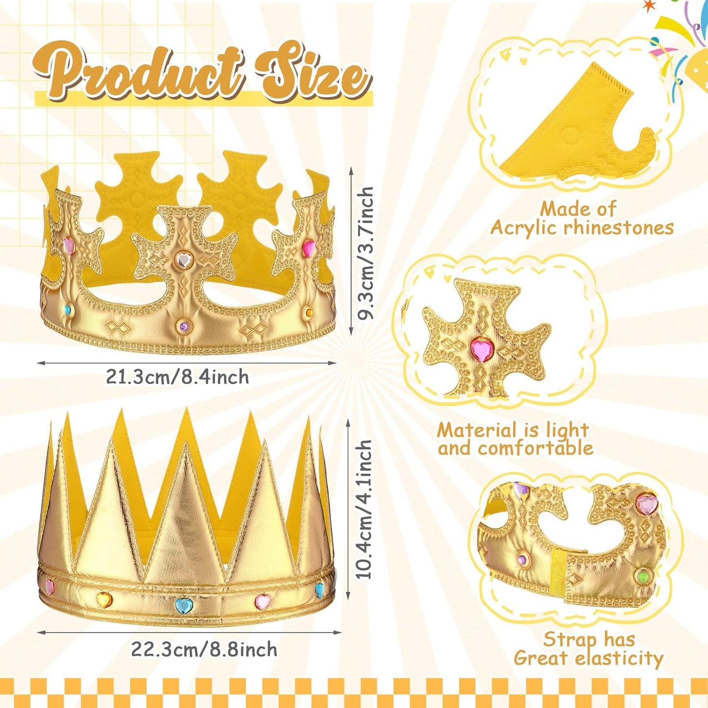 Yaomiao 44 Pcs Birthday Foam Crowns for Kids Princess Tiaras King Hat Bulk Diamond Sticker Kits for Crown Party Supplies