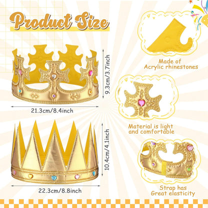 Yaomiao 44 Pcs Birthday Foam Crowns for Kids Princess Tiaras King Hat Bulk Diamond Sticker Kits for Crown Party Supplies