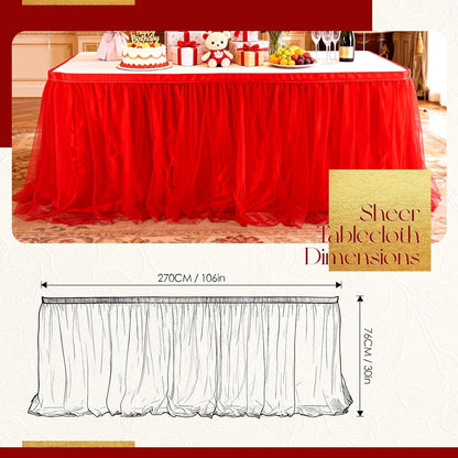 THARAHT Tulle Table Skirt 6FT 180CM Long for Rectangle Tables Round Tables Ruffle Desk Skirt for Princess Girls Birthday Party Cake Dessert Decorations Table Skirt