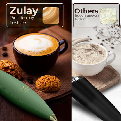 Zulay Kitchen Powerful Milk Frother Wand With Duracell Batteries - Ultra Fast Handheld Drink Mixer - Electric Whisk Foam Maker for Coffee, Lattes, Cappuccino & Matcha - Z1 Motor - Black - Colors D