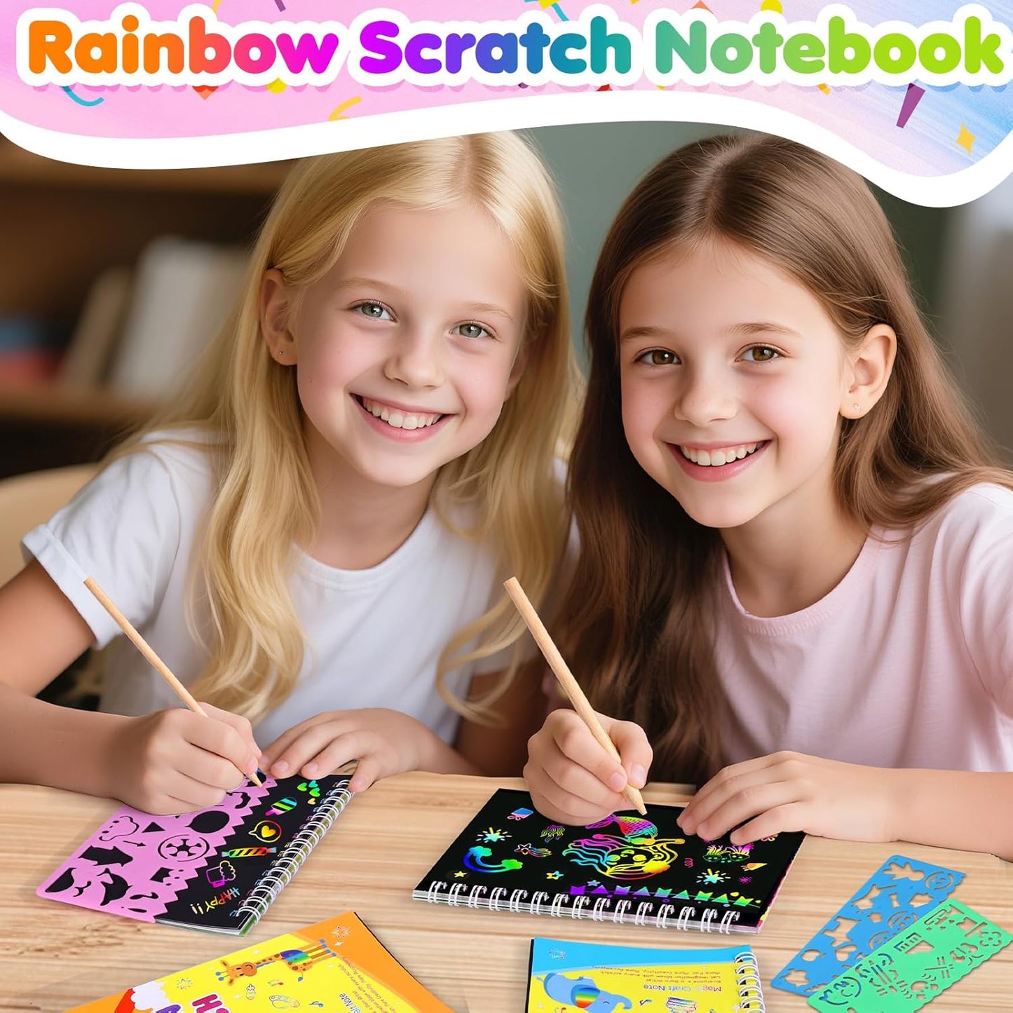 Elover Party Favors for Kids 4-8-12: 24 Pack Scratch Rainbow Art Crafts Notebook, Coloring Book Goodie Bags Stuffers Kit, Bulk Birthday Gift Classroom Prizes Girl Boy Toddler