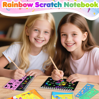 Elover Party Favors for Kids 4-8-12: 24 Pack Scratch Rainbow Art Crafts Notebook, Coloring Book Goodie Bags Stuffers Kit, Bulk Birthday Gift Classroom Prizes Girl Boy Toddler