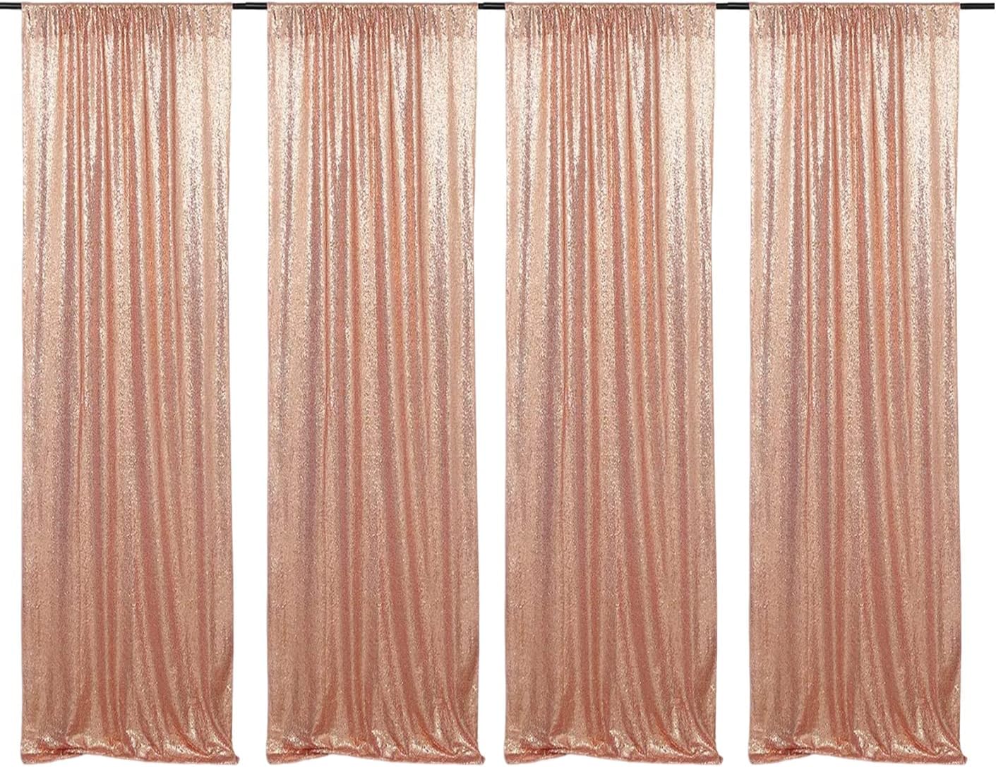Poise3EHome Black Sequin Backdrop Curtains, 2 Panels 2FTx8FT Glitter Photo Booth Backdrop for Halloween Birthday Bachelorette Wednesday Twilight Party Decorations