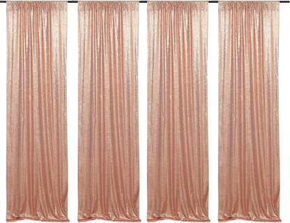Poise3EHome Black Sequin Backdrop Curtains, 2 Panels 2FTx8FT Glitter Photo Booth Backdrop for Halloween Birthday Bachelorette Wednesday Twilight Party Decorations