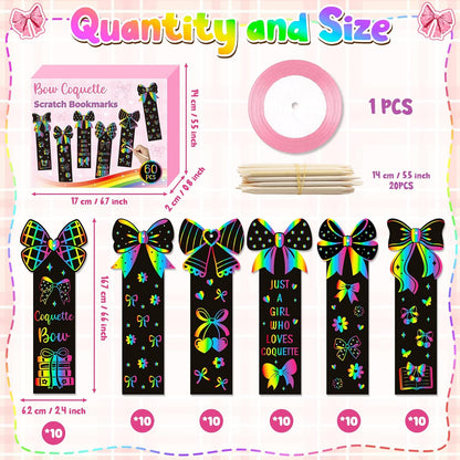 CY2SIDE 60PCS Princess Fairy Wand Scratch Bookmarks for Girls, Make Your Own Fairy Stick Scratch Paper Magic Wands Bookmark, DIY Princess Stick Rainbow Crafts Ornaments for Kids Birthday Party