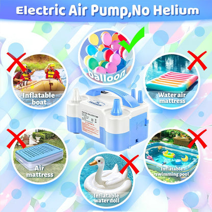 Anordsem Electric Balloon Air Pump: Polypropylene Plastic Case with Dual Nozzle - Quick Inflating for All Balloons at Home - Blower Machine Knotter/Ribbon for Parents Party DIY Decoration