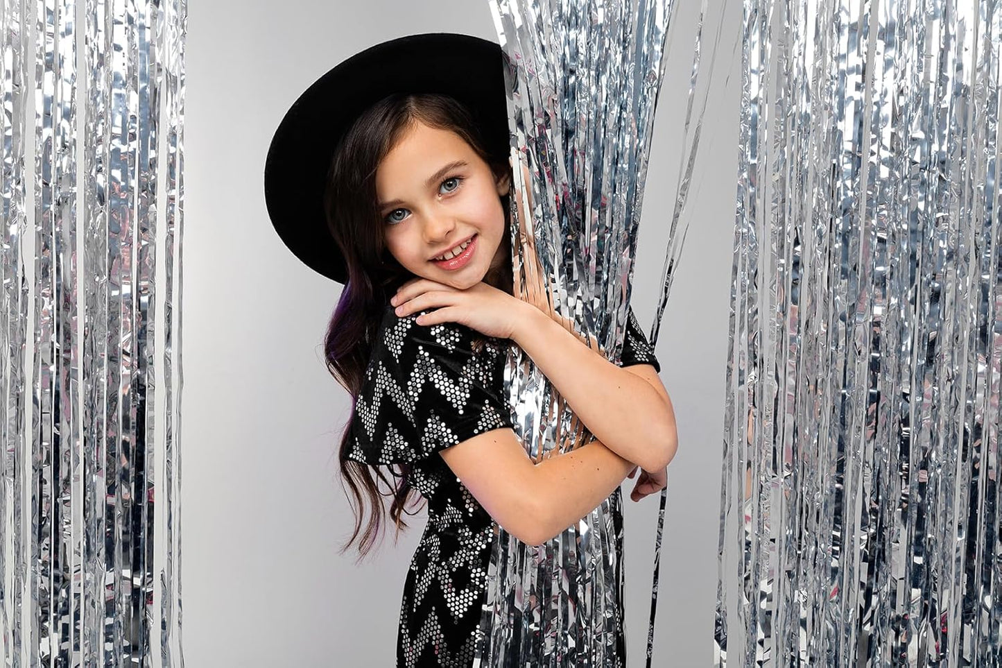Happy Mothers Day Decorations Melsan 3 Pack 3.2 x 8.2 ft Pinkish Purple Tinsel Fringe Curtain Backdrop, Sparkling Metallic Party Decorations for Girls Birthday, Bachelorette, Wedding, Photo Booth