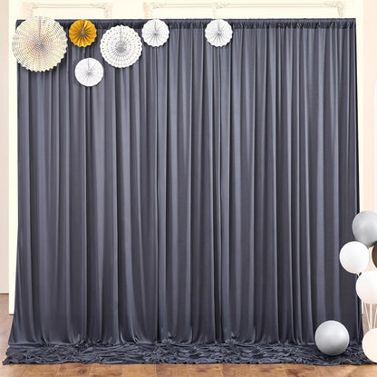 10ftx10ft Black Backdrop Curtains for Weddings Parties, Wrinkle Free 2 Panels Silky Polyester Photo Backdrop Drapes Back Drop Cloth Drapery for Birthday Mother'sDay Photography Background