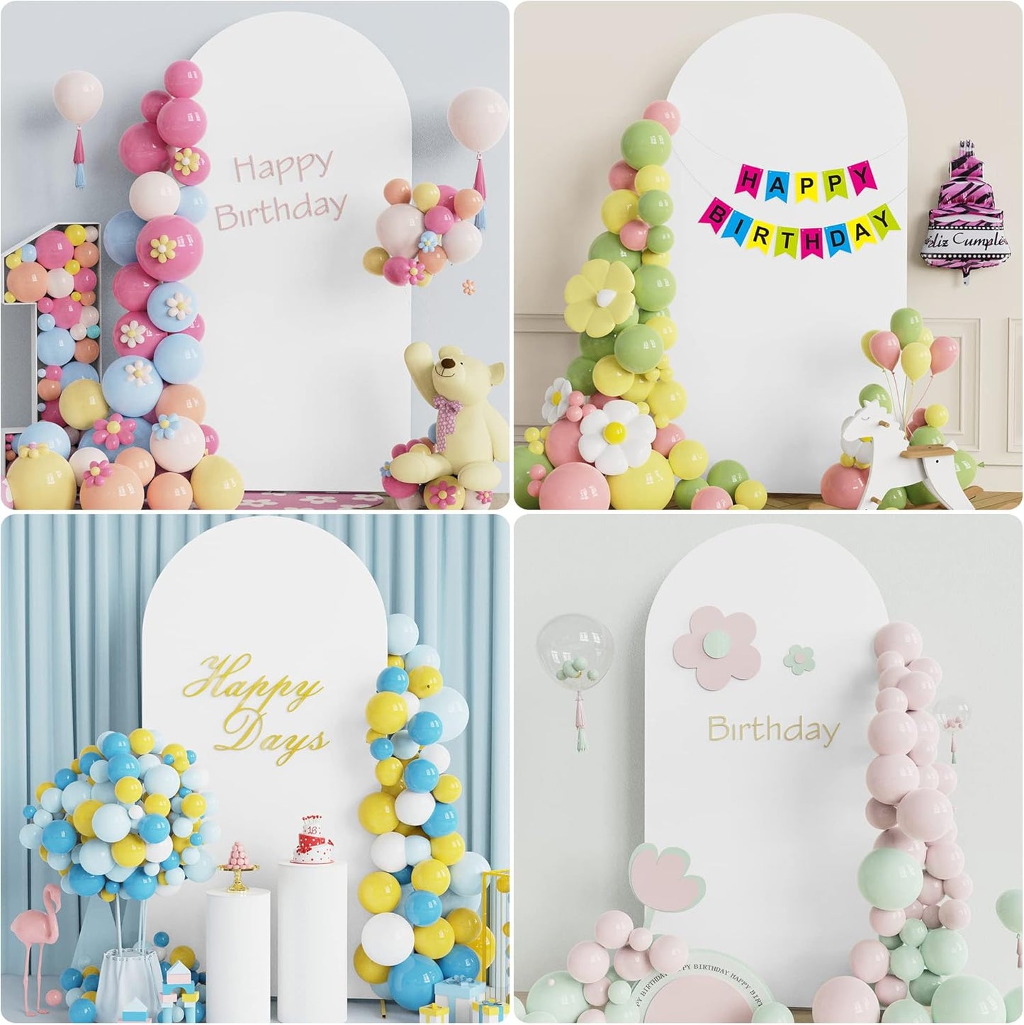 Wokceer 7.2 FT Wedding Arch Backdrop Stand and White Arch Cover, Metal Arch Stand with Arch Stand Cover for Birthday Party Wedding Ceremony Bridal Baby Shower Event Decor