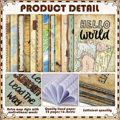 Sabary 24 Pcs Travel The Map Notepad Travel Inspirational Gifts Notepads Mini Motivational Journal Notebooks Antique Map Patterns Small Pocket Notebooks for School Office, 4.72 x 3.35 Inch,12 Styles