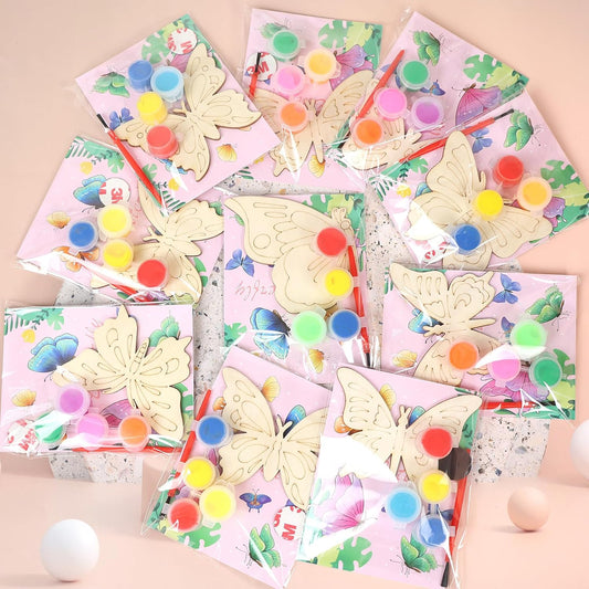 LARDUX 24pcs Ice Cream Party Favors Wood Painting Crafts - 8 Styles Ice Cream Shape Unfinished Woodchips Cutouts Craft Kits with Glow in The Dark Paint DIY Party Favors Birthday Party Decorations