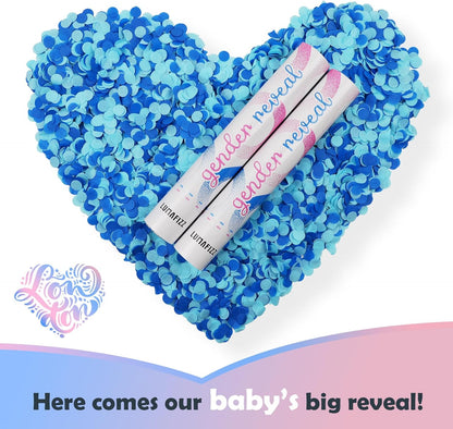 Gender Reveal Confetti Cannon - Biodegradable Confetti Poppers - Pink & Blue, 2 Pack - Party Supplies Pop Gun-Cannon for Boy or Girl Baby Reveal Party Supplies (1Pink +1Blue)
