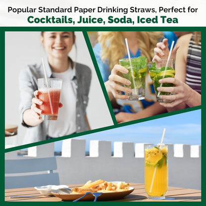 Black Paper Straws 1000 Count - 7.75" x 0.24", 100% Biodegradable & Compostable, Disposable Drinking Straws Bulk - Cocktail, Bars, Restaurants