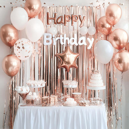 PartyWoo Silver Streamers 3pcs Tinsel Backdrop 8.2FT Metallic Tinsel Foil Fringe Streamer Curtains Party Photo Booth Backdrop for Graduation Baby Shower Bachelorette Wedding Disco Party Decorations