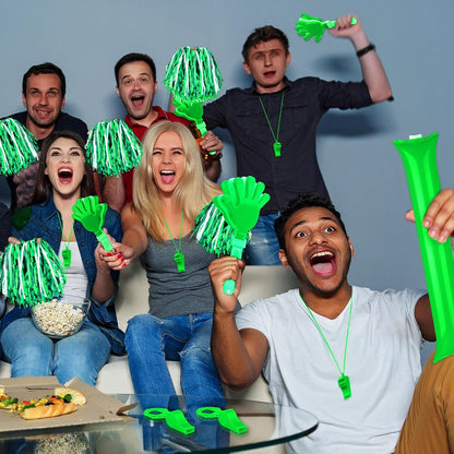 Yunsailing 96 Pcs Homecoming Noisemakers Team Spirit Accessories for Game Day Include Hand Clappers Cheerleading Pom Pom Thunder Stick Cheer Party Blower Plastic Whistle for Sport Fans(Gold)
