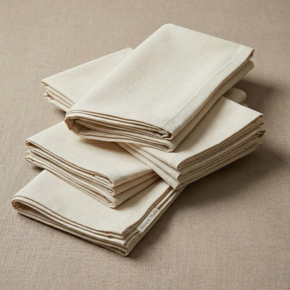 ACCENTHOME Natural Cotton Linen Napkin Set of 12 18x18 inch Dinner Napkins - Washable Soft Premium Hotel Quality Reusable Hemmed Edges Napkins Perfect Table Linens for Family Dinners, Weddings