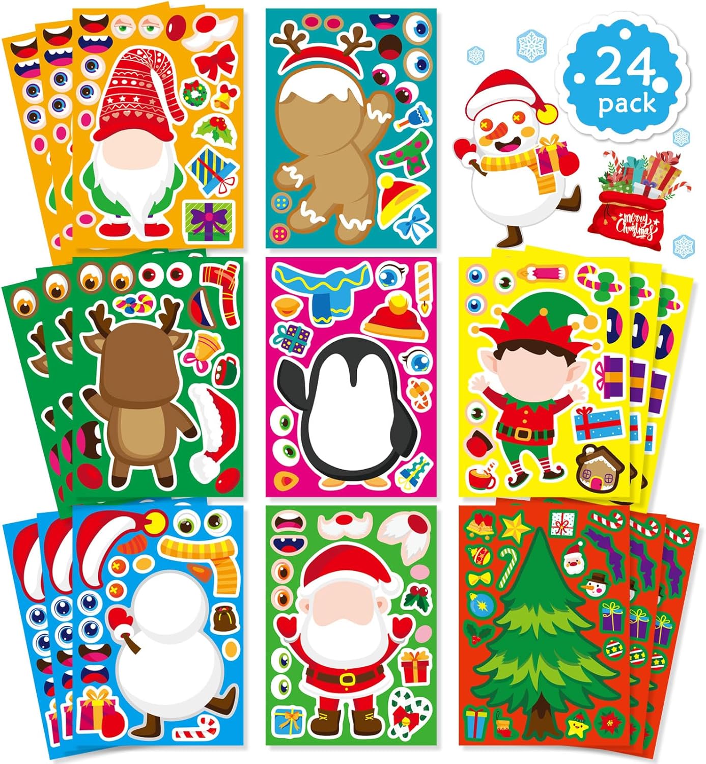 24 Sheets Summer Stickers for Kids Toddlers, Make-a-face Stickers for Kids Classroom Make Your Own Animal Mix & Match Sticker, Pool Beach Luau Hawaii Sticker, Summer Holiday Party Favors