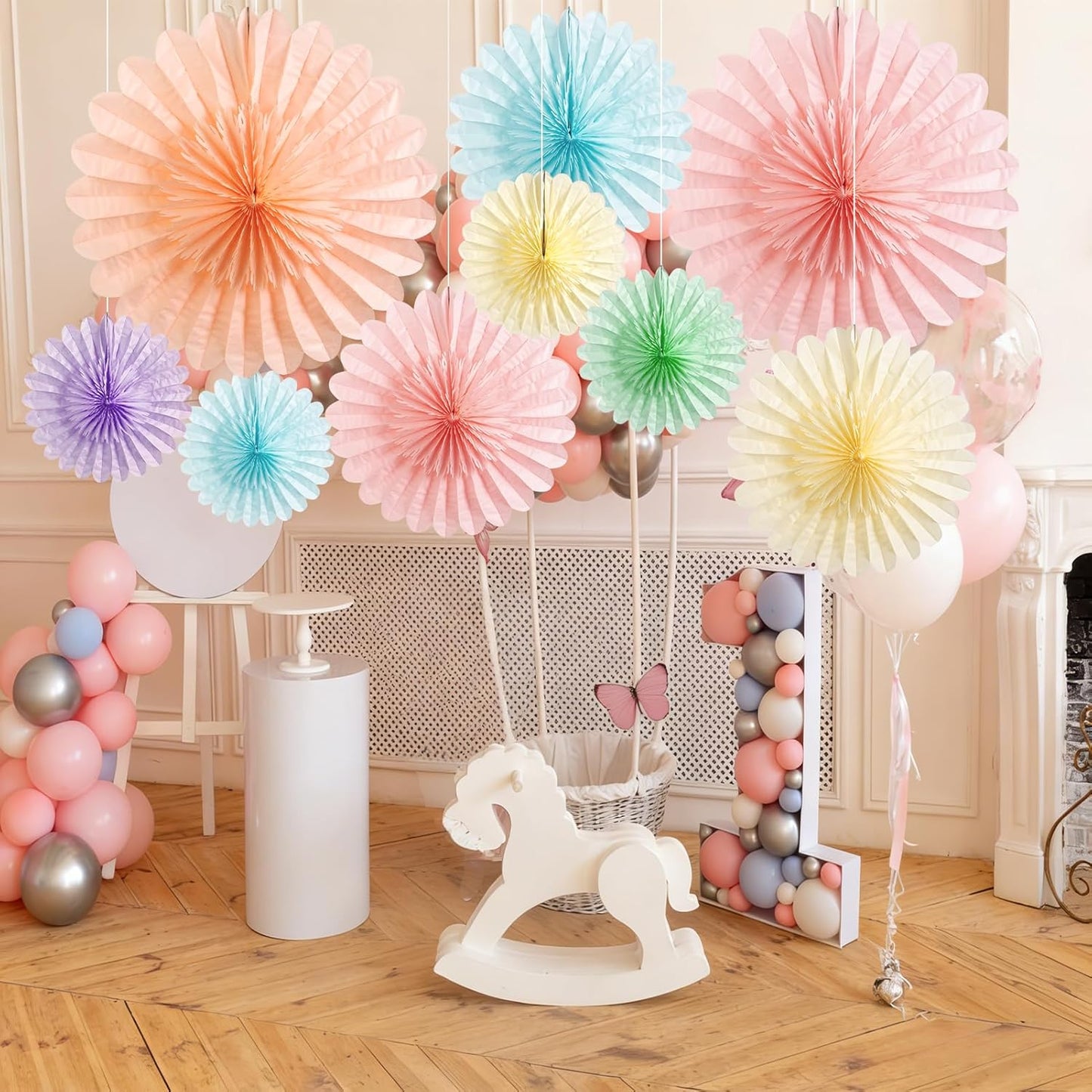 Easy Joy Paper Leaves Decorations for Wall Paper Fans Classroom Decoration Leaves Backdrop Decor Wall Decor,Set of 9