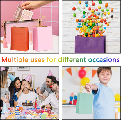 BLEWINDZ 32 Pieces Gift Bags with 32 Tissues, 8 Colors Party Favor Bags with Handles, Rainbow Gift Bag for Wedding, Birthday, Party Supplies and Gifts