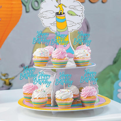 24 PCS Happy Birthday Cupcake Toppers Glitter Picks for Celebrating Anniversary Theme Party Cake Decorations Supplies Gold