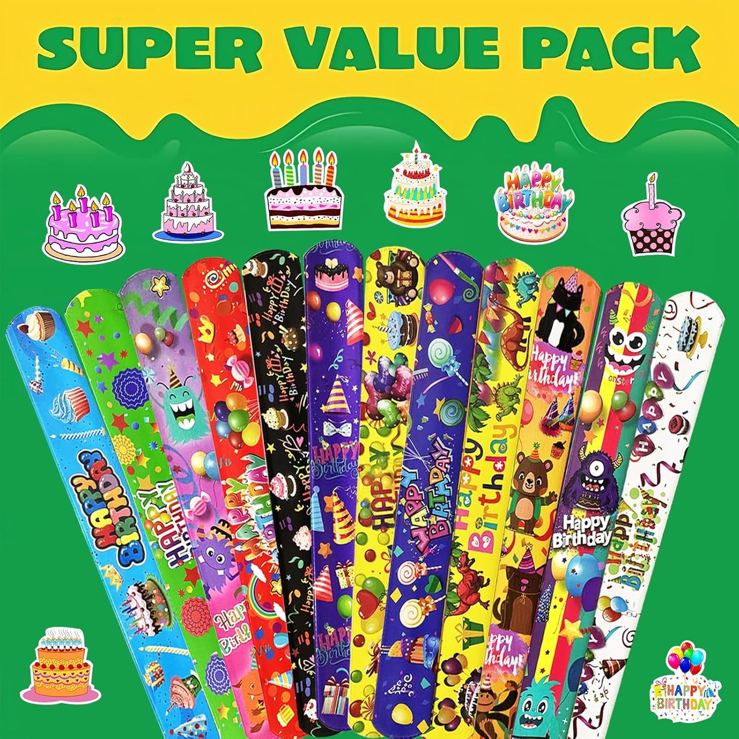 CZWXOXO 74PCS Fruit Slap Bracelets&Stickers Summer Fruit Theme 24PCS Slap Bracelets 50PCS Stickers Party Favors Basket Bag Filler School Prizes Gifts Party Favors Bulk
