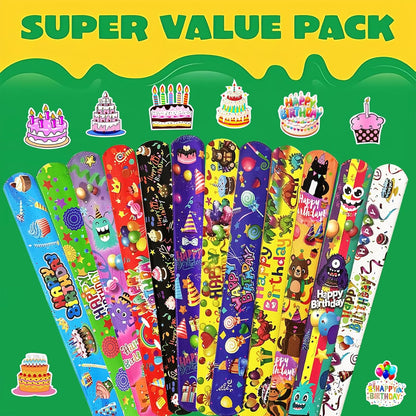 CZWXOXO 74PCS Fruit Slap Bracelets&Stickers Summer Fruit Theme 24PCS Slap Bracelets 50PCS Stickers Party Favors Basket Bag Filler School Prizes Gifts Party Favors Bulk