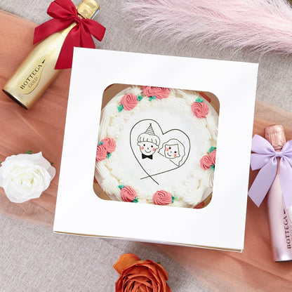 Moretoes 24pcs Cake Boxes, 10x10x5 Inches White Square Bakery Boxes with Window Cajas Pasteles for Cake, Mother's Day, Pastries, Chocolates, Cookies, Pie, Birthday Party, Wedding, Graduation
