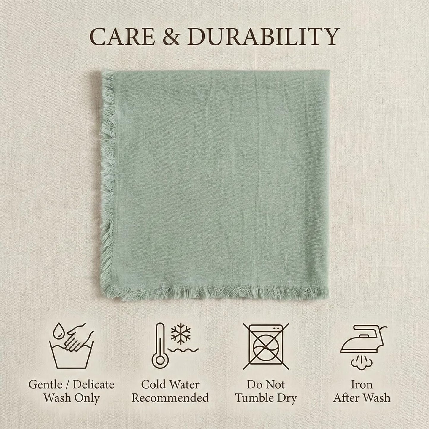 ACCENTHOME Natural Cotton Linen Napkin Set of 12 18x18 inch Dinner Napkins - Washable Soft Premium Hotel Quality Reusable Hemmed Edges Napkins Perfect Table Linens for Family Dinners, Weddings