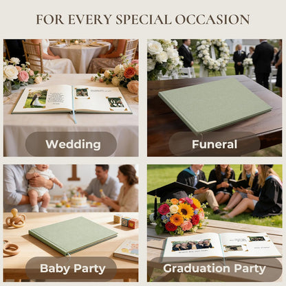 Vienrose Wedding Guest Book Journal, Wedding Registry Must Haves Things with 80 Blank Pages, Linen Photo Guestbook to Sign at Reception Party, Create Your Customizable Memory Album, Dusty Sage Green