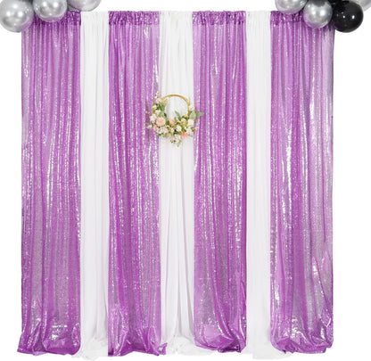 Poise3EHome Black Sequin Backdrop Curtains, 2 Panels 2FTx8FT Glitter Photo Booth Backdrop for Halloween Birthday Bachelorette Wednesday Twilight Party Decorations
