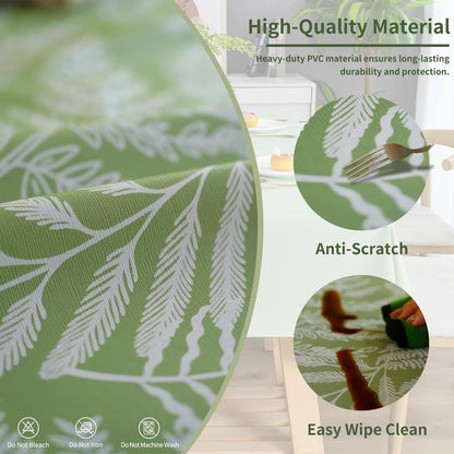 Rectangle Table Cloth,100% Waterproof Tablecloth Oil Proof Spill Proof Vinyl Table Cloth, Wipe Clean Plastic Table Cover for Dining, Camping, Indoor and Outdoor 52" x 70",Leaves