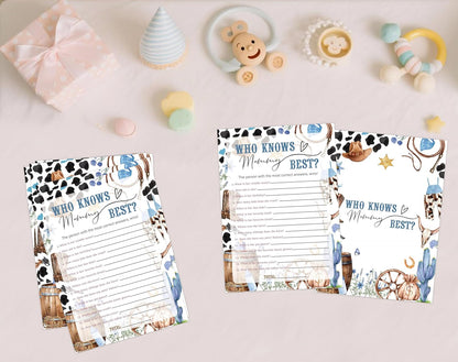 Cowboy Baby Shower Bingo Game, Pack of 30 Game Cards, Wild West Rodeo Shower Game, Gender Reveal Party Decorations, Gender Neutral - KR59