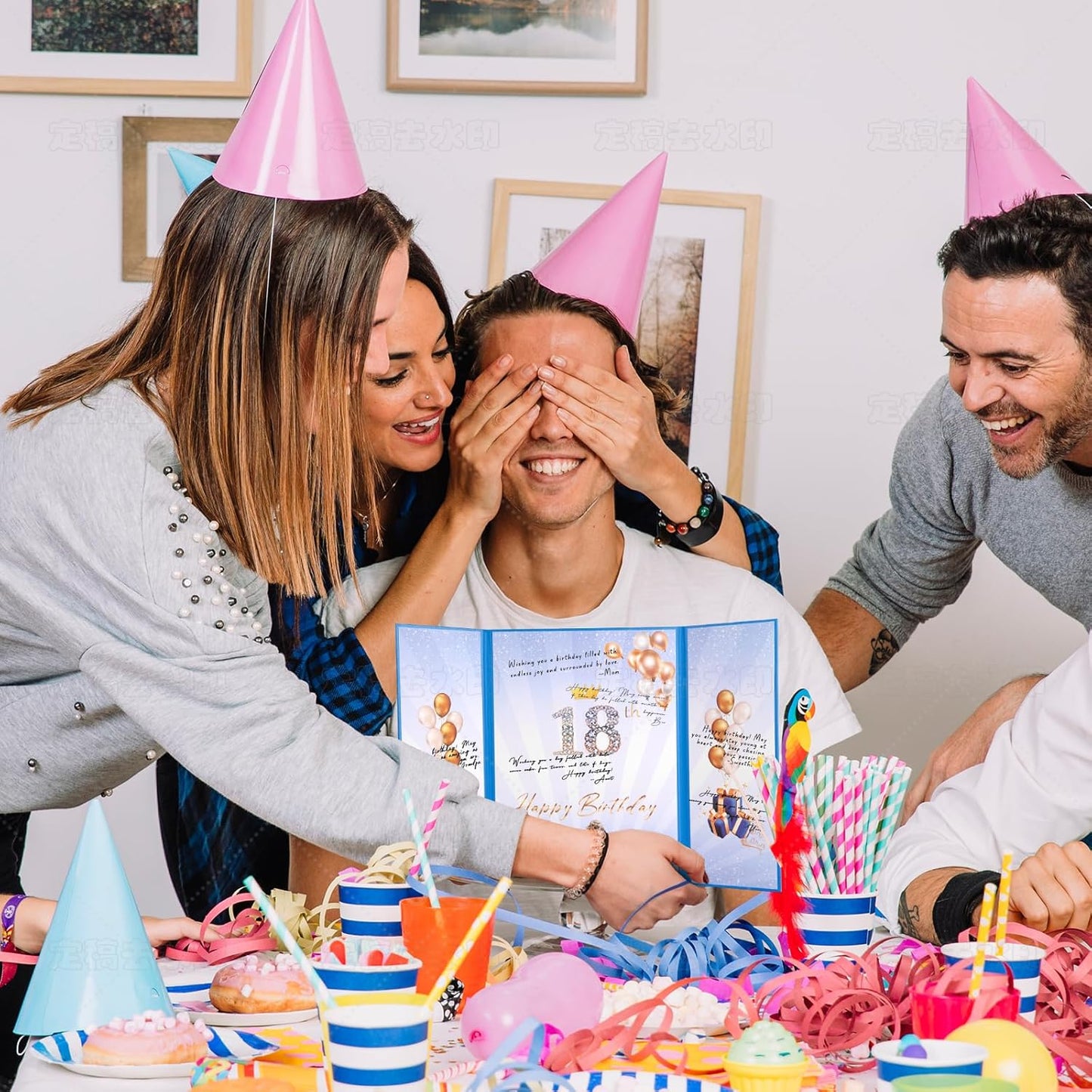 Rose Gold Birthday Party Decorations,18" x 12" Creative Birthday Decorations Guest Sign in Book Alternative, for Men and Women of All Ages, Happy Birthday Party Supplies