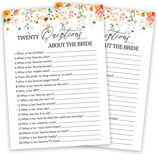 Bridal Shower Bingo Games, Find The Guest Bingo, Spring Floral Bridal Shower Party Game Cards For Wedding Engagement Bachelorette, Fall Bridal Shower Decor Favors Supplies, 25 Game Cards Included -09