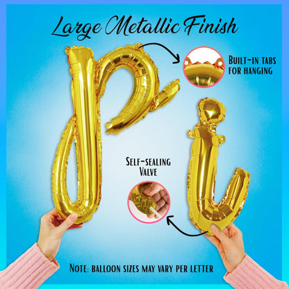 Gold Happy Birthday Balloons Banner | Script/Cursive Gold Letter Balloon Sign for Birthday Party Decor/Decoration | Foil Mylar Happy Birthday Banner
