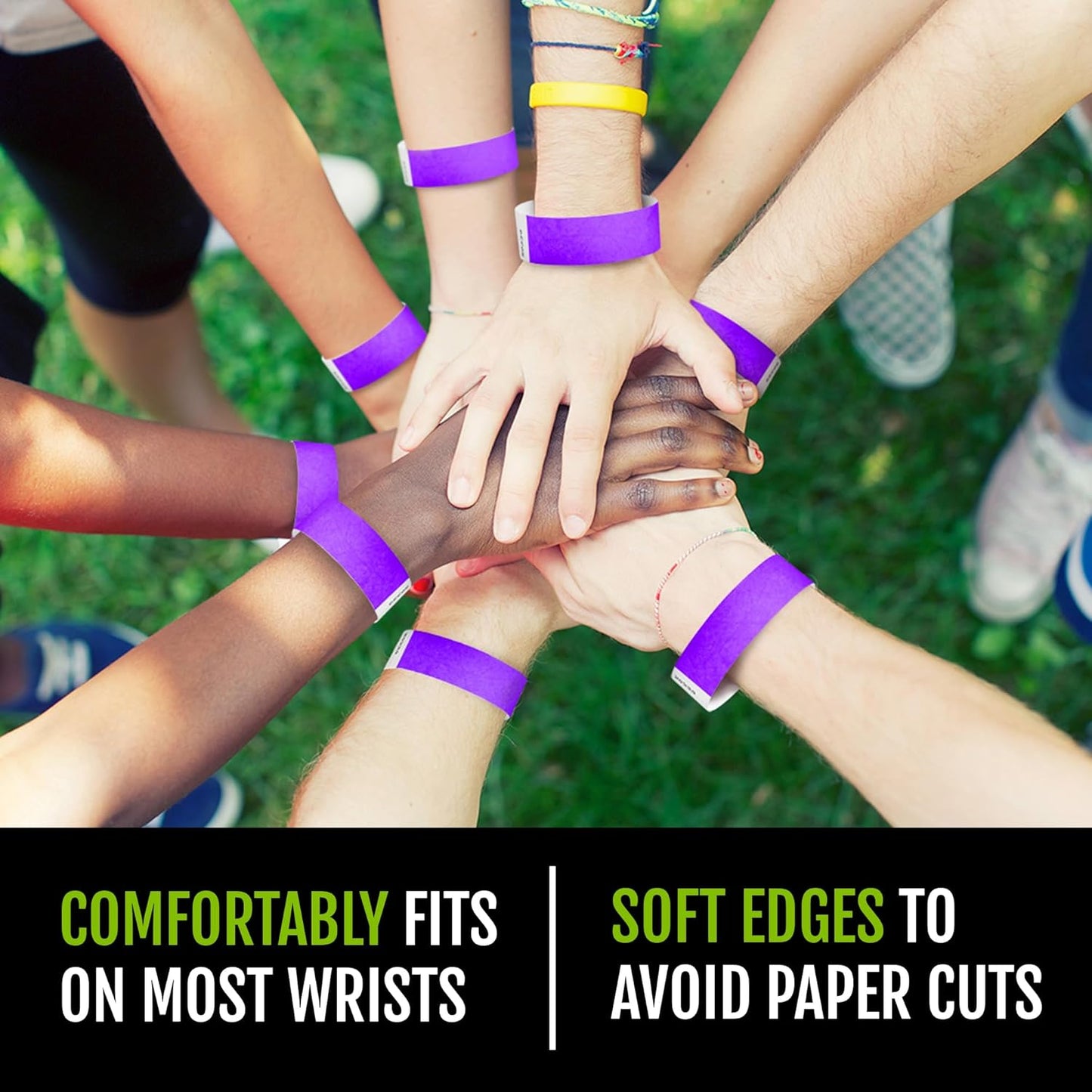 100 WristCo Metallic Gold Tyvek Wristbands for Events - ¾” x 10” - Waterproof Recyclable Comfortable Tear Resistant Paper Bracelets Wrist Bands for Concerts Festivals Admission Party